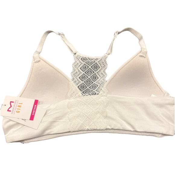 Maidenform Girls Soft Comfort Lace Back Pullover Wireless Bra White 32A New - Picture 3 of 6